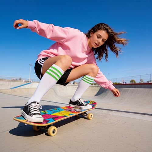 Image of American Trends Womens Athletic Knee High Socks Outdoor Sport Thigh High Stockings Casual Stripes Tube Socks
