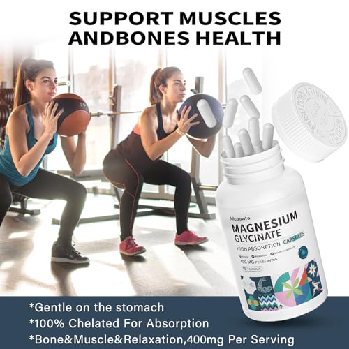 Image of Magnesium Glycinate 400 MG per Serving 100% Chelated for High Absorption, Gentle On Stomach, Non-GMO, 90 Vegetarian Capsules