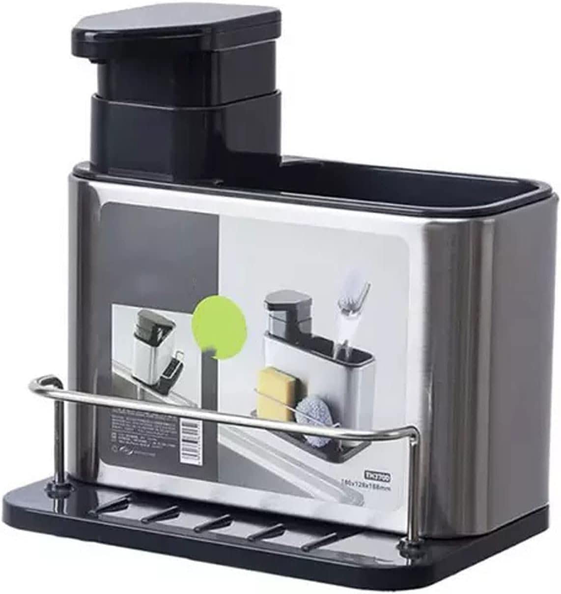 Cutlery Hook Multi-Purpose Soap Dispenser with Sponge Holder Sink Caddy Soap Dish Rack Drainer for Brush Sink Soap