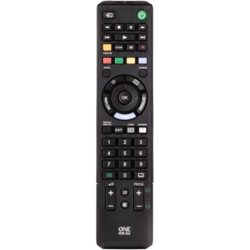 One For All Sony TV Replacement remote – Works with ALL Sony televisions (LED,LCD,Plasma) – Ideal TV replacement remote control with same functions as the original Sony remote - black – URC1912