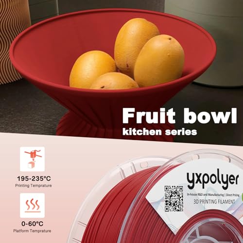 Image of YXPOLYER PLA Filament Food Grade 1.75mm 1kg for 3D Printing, PLA+ 3D Printer Filament with Transparent AMS-Compatible Filament Spool, Brick Red