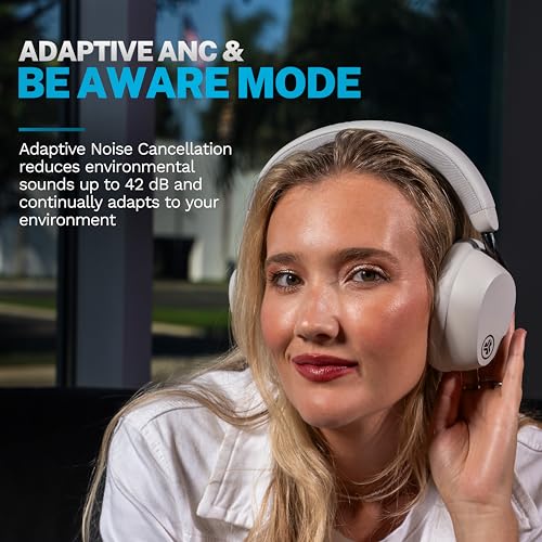 Image of JLab, Epic Lux Lab Edition, Wireless Over Ear Headphones, Active Noise Cancelling, Hi-Res Audio, Cloud White