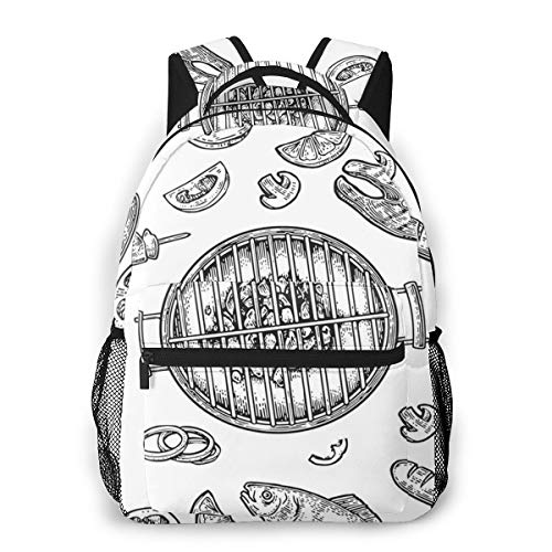 Preisvergleich Produktbild Laptop Rucksack Daypack Schulrucksack Backpack Barbecue Grill Draufsicht Holzkohle, Business Taschen Freizeit Rucksack Arbeits Schultasche,für Herren Männer Schüler Schule