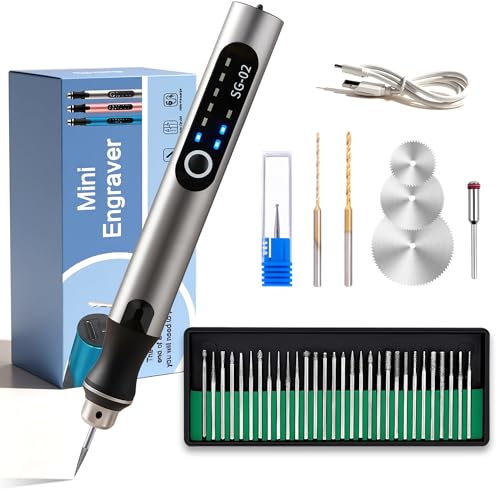 VQVYBXN USB Rechargable Engraving Pen with 35bits,Mini Electric Engraver Etching Machines Cordless Rotary Tools Engraved Jewelry Stone Metal Plastic Wood Resin Model
