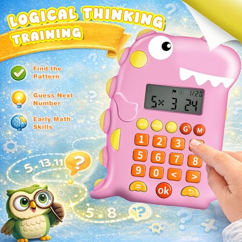 Math Games for Kids Ages 5-12, Portable Kids Calculator Toy, Addition Subtraction Multiplication Division Practice, 4 Logic Modes, 100,000 Questions, Fun Educational Math Toy, Dinosaur Toy for Kids - Image 5