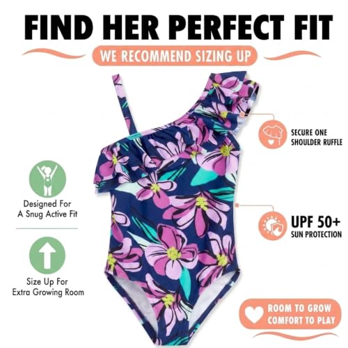 Image of Kanu Surf Girls Morgan Floral Ruffle 1-Shoulder 1-piece Swimsuit