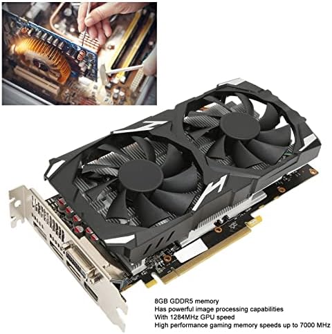 Topiky Scheda Grafica RX 580, Scheda Grafica GDDR5 da 8 GB Computer PC Gaming Scheda Grafica Video 256 Bit 16 PCI Express 3.0 2 Ventole di Raffreddamento, con DisplayPort HDMI DVI