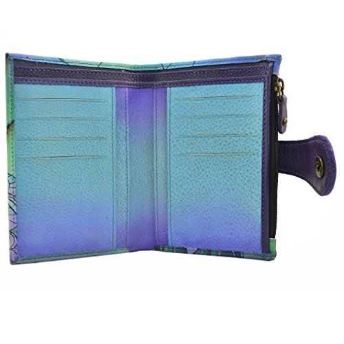 Anna by Anuschka Women's Hand Painted Genuine Leather Ladies Wallet - Midnight Peacock4