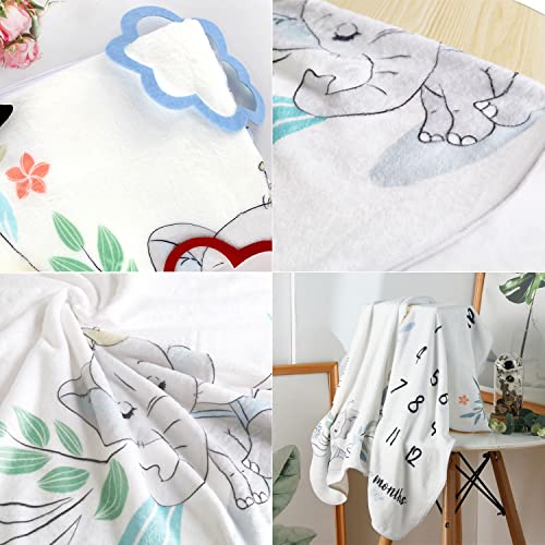 Milestone Blanket and Baby Monthly Blanket for Girl Boy,60"x40" Newborn Baby Blanket for Girls,Soft Premium Fleece,Elephant Pattern 4 Felt Frames,Record Baby Week Month Grow Blanket Shower Gifts - Image 3