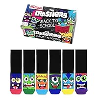 United Oddsocks Mashers Back to School Gift Box – 6 Mismatched Secret Socks – Plain Black on Top, Wacky Underneath – 15 Combos – UK 12–5.5, US 13.5–8, EU 30.5–38.5 – Cotton Rich Fun for Kids