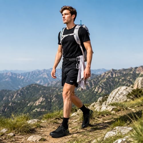Image of Men's Wide Trail Running Shoes 2E Lightweight Cushioned, Non Slip Outdoor Hiking Sneakers with Arch Support Wide Width, Breathable Cross Training Athletic Walking Shoes for Men