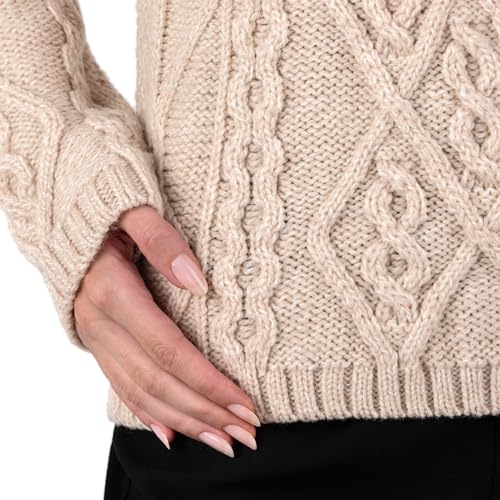 Image of SAOL Wool Sweater for Women Ireland Cable Knitted Jumper