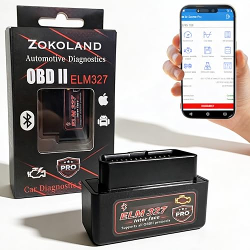 ELM327 OBD2 Bluetooth para Android e iPhone, Diagnóstico Coche Multimarca, Escáner OBD2 para Leer y Borrar Fallos Motor, Compatible con Torque y Car Scanner