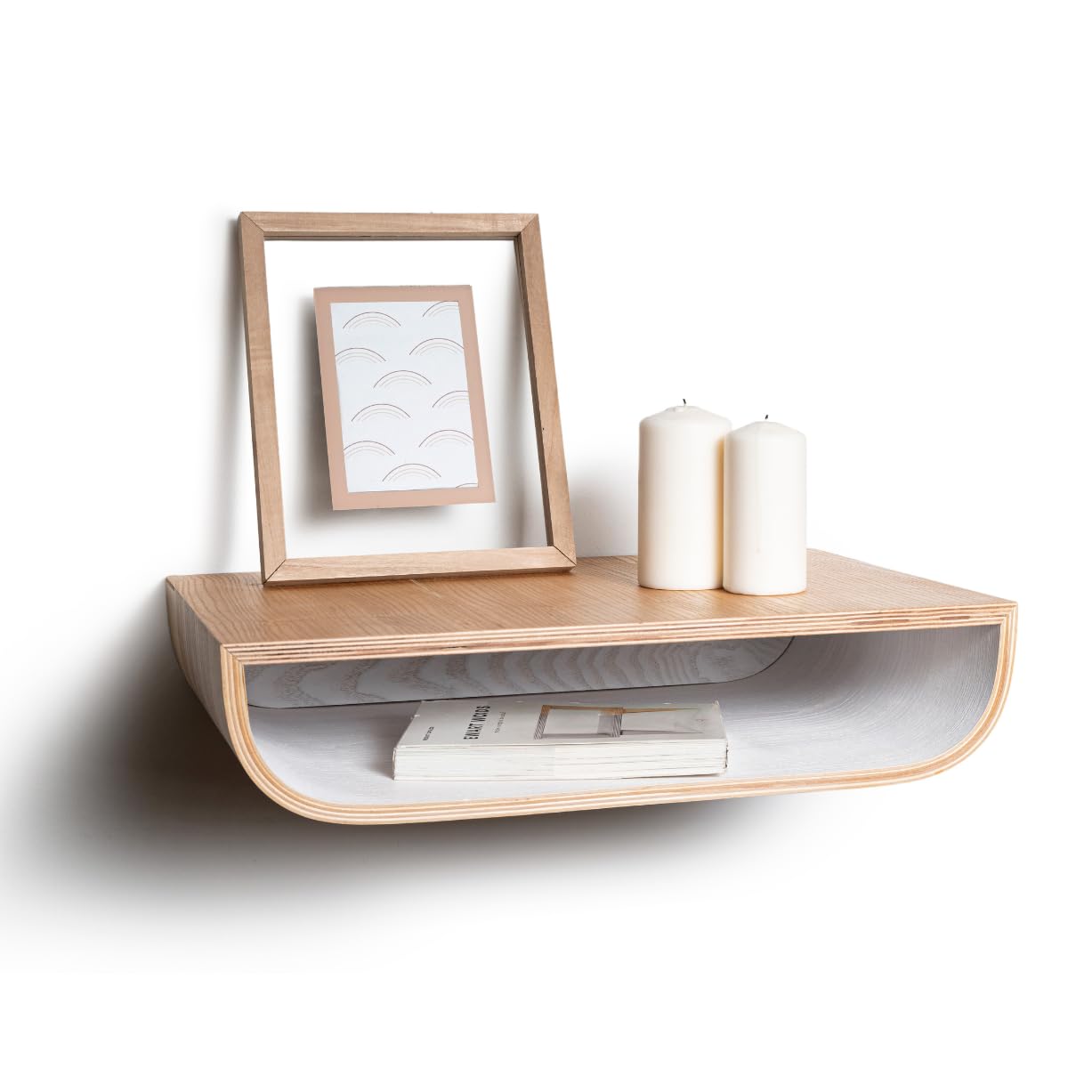 EWART WOODS Table de chevet flottante en noyer, support mural, table de chevet pour chambre à coucher, table d'appoint en bois, meubles d'entrée