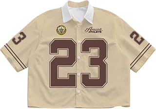 Men's Jersey Shirts Number Graphic Short Sleeve Tops Casual Loose Button Down Shirts