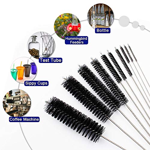 Image of DiCUNO 2 Sets of Cleaning Brushes 8 Inch Nylon Tube Brushes Set with Protective Design [Updated Edition, 1 Set of Super Hard & 1 Set of Medium Hard]