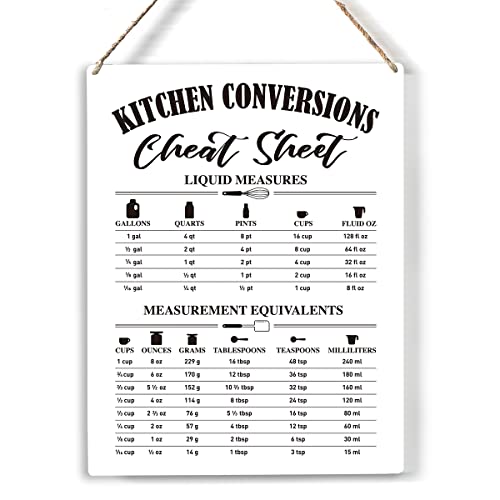 Kitchen Conversions Chart Wood Sign Kitchen Conversion Cheat Sheet Wooden Signs Hanging Plaque Home Wall Art 