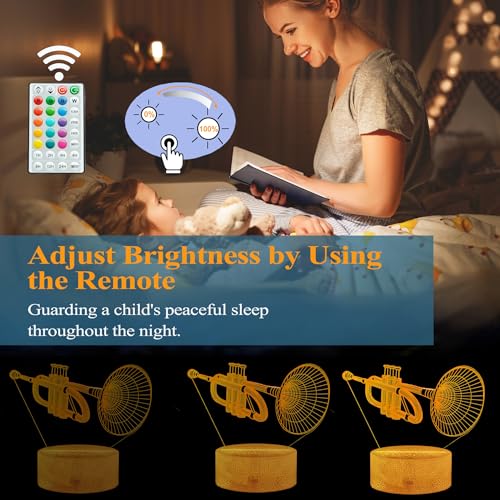 Image of Trumpet Night Light, Trumpet Gifts, 3D Illusion Lamp with 16 Colors Changing, Timer, 4 Flash Modes and Dimmable, Kids Boys Girls Room Decoration, Holiday Xmas Gifts