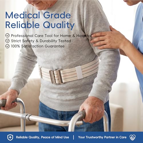 Image of Gait Belt for Seniors 63 Inch with Sturdy Metal Buckle - Adjustable Physical Therapy Strap Transfer & Walking Assist Belt Safety Belt for Elderly Disabled Caregivers, Nurses, Physical Therapists