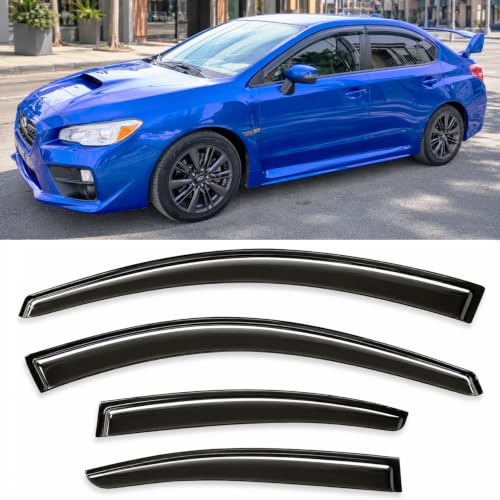 Image of 2015-2021 Tape-On Rain Guards for Subaru WRX Side Window Visor Deflectors, Durable Tinted Vent Shades 2016 2017 2018 2019 2020