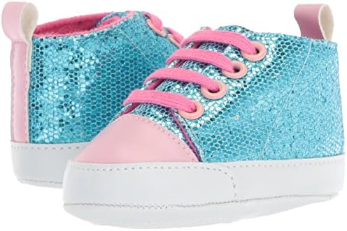 Luvable Friends Baby-Girl's Sparkly Sneaker Crib Shoe, Blue/Pink, 0-6 Months | Image 6