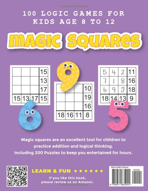 3x3 Variation of Magic Squares Puzzle Book: 100 Logic Games for Kids Age 8 to 12 - Image 2