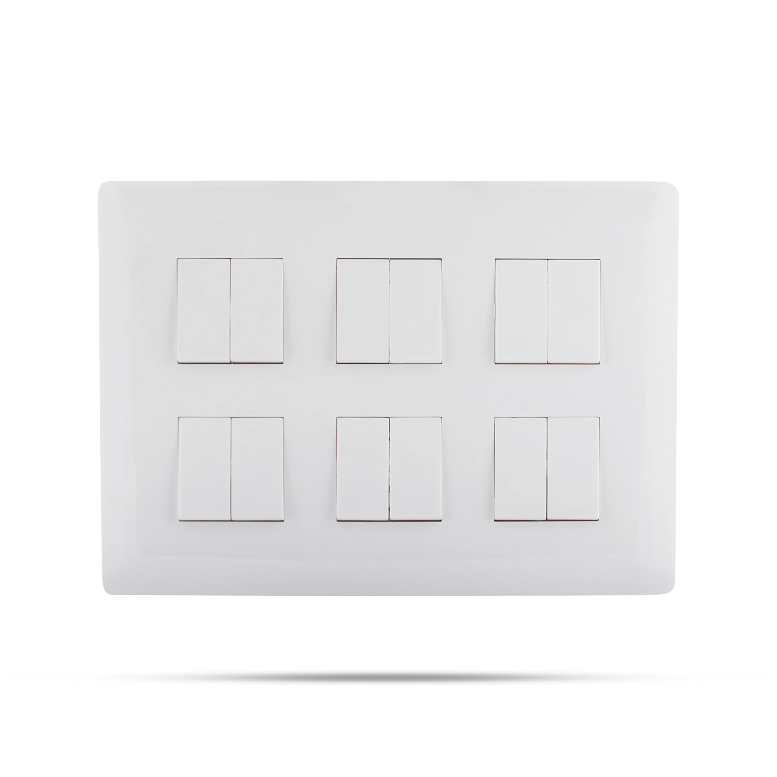 Wipro Northwest (Venia) Switch Combo of 12M Plate + 6A Switch x12t, White (Kit 15)