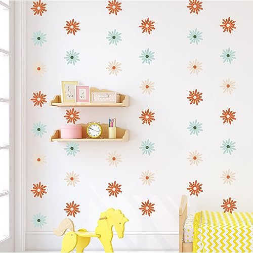 Image of Colorful Daisy Flower Wall Sticker Decals Floral Nursery Wall Stickers for Kids Play Room Home D�cor Nursery Classroom Bedroom Boho Wall D�cor