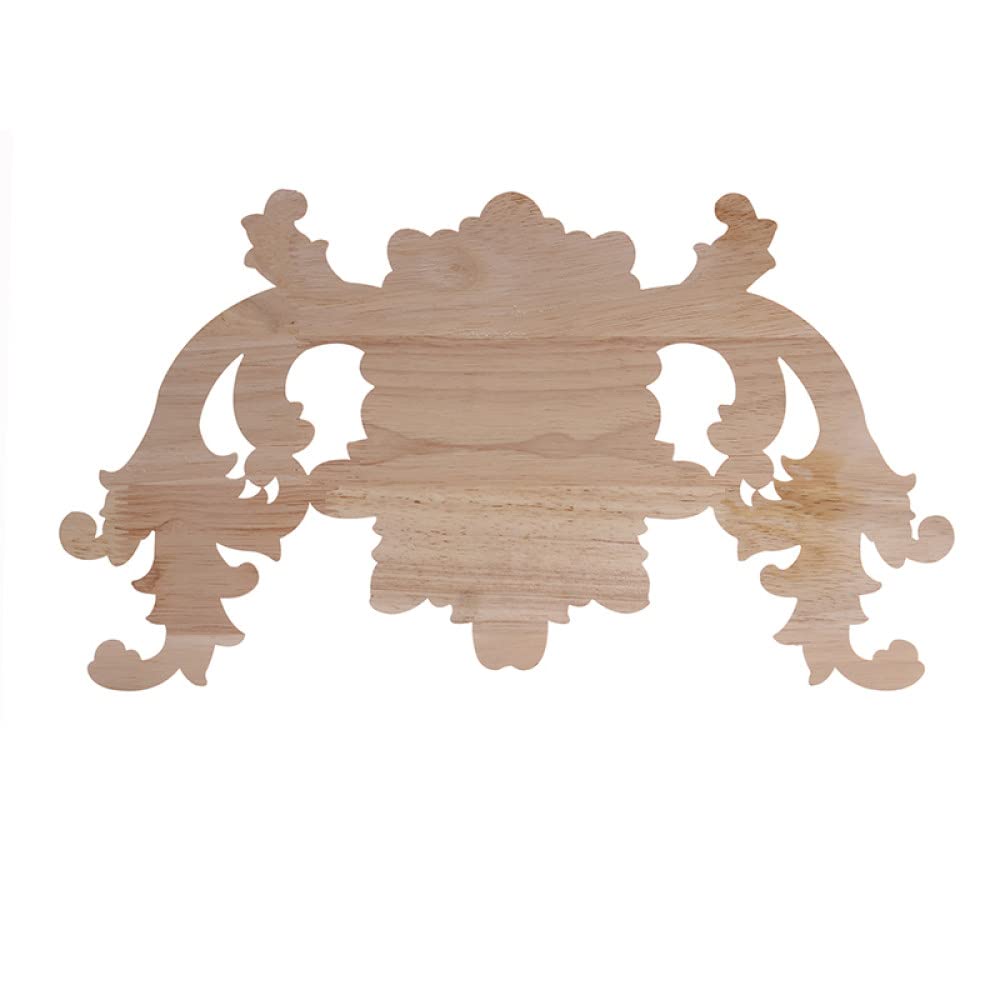 2 Pcs Appliques en Bois pour Meubles Sculptés Porte d'Armoire Décorative Artisanat en Bois Onlay