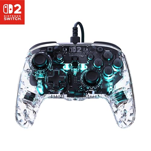 Turtle Beach Afterglow Wired RGB Gaming Controller - Officially Licensed for Nintendo Switch 2, Nintendo Switch, Switch Lite/OLED - Hall-Effect Thumbsticks, Customizable Lighting - Transparent