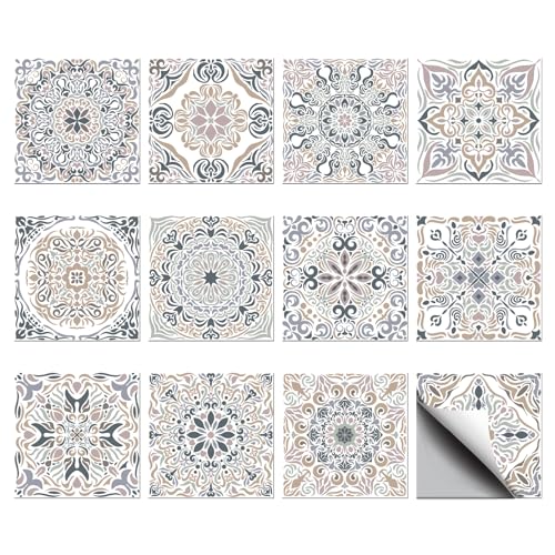 CHGCRAFT 36 Pcs Vintage Grey PVC Tile Stickers Peel and Stick Waterproof Self Adhesive Wall Decals