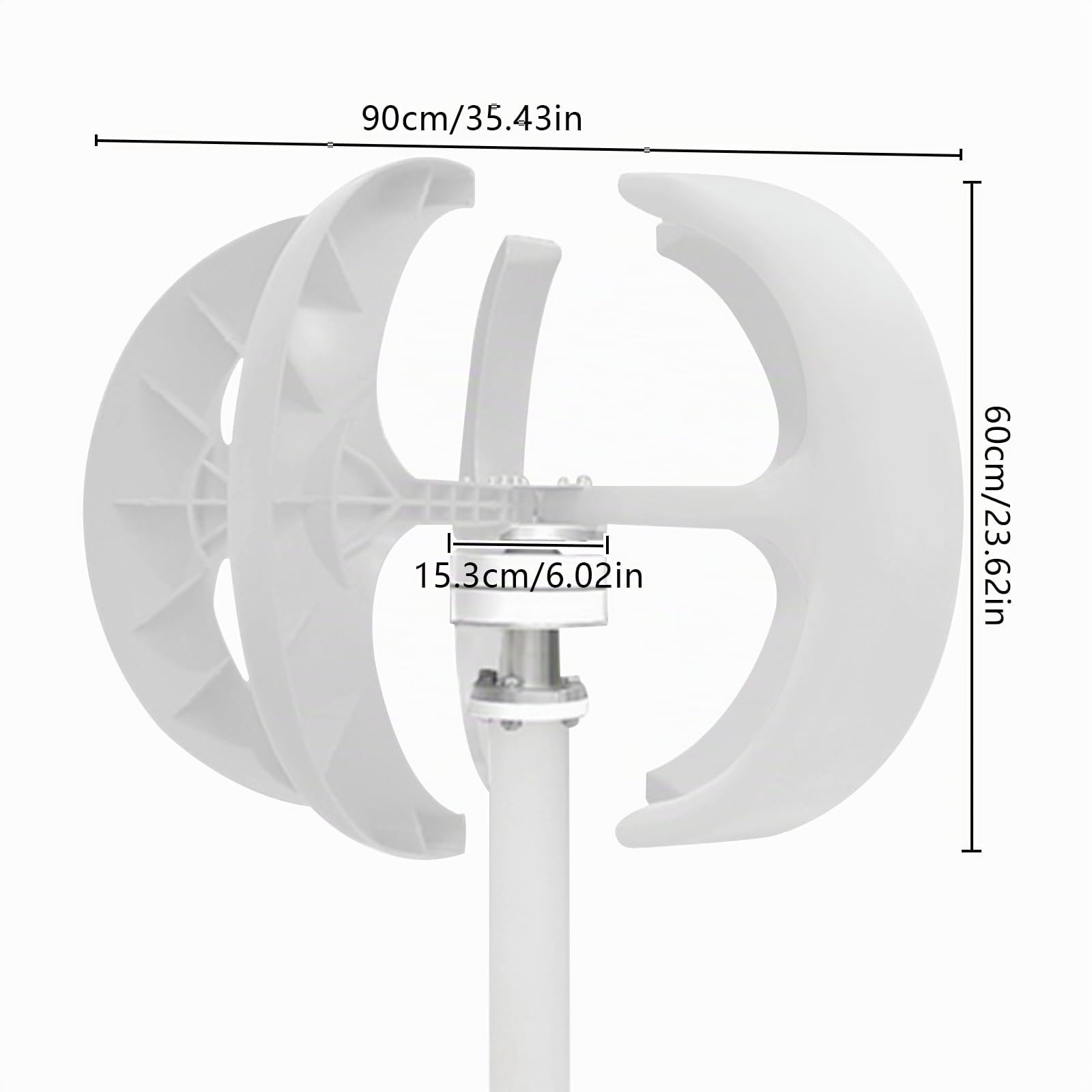 Turbine Generator Lantern Wind Lanterna Bianca Turbina eolica con controller, Generatore eolico per lampade eoliche e solari, 600 W, 24 V, 90 x 60 cm