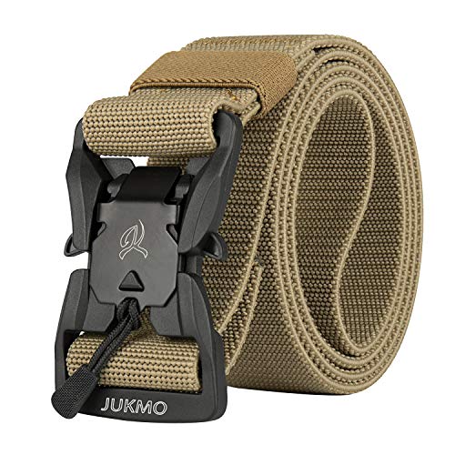 JUKMO Tactical Belt, Military Rigger 1.5â€˜â€™ Nylon Web Duty Work Belt with Magnetic Quick Release Buckle (Coyote, Large)