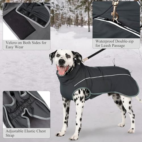 Cyponpy Hundemantel Warm Wasserdicht Hundejacke Winter Fleecemantel Hund Regenjacke Reflektierend mit Reißverschluss für Geschirr Wintermantel Hunde Fleece Hundejacke Pullover Hunde Bekleidung Winter