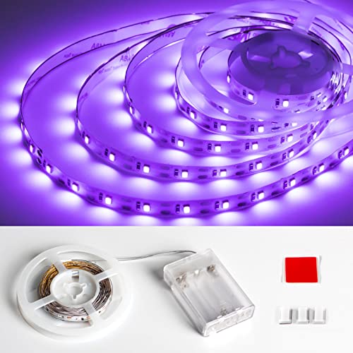 Marreal 6.6ft 120 LED Black Light Strips, Battery Operated UV LED Strip for Glow Party, Halloween, Glass, Poster, Painting, Battery Not Included