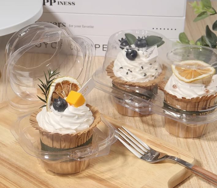 JCD 透明カップケーキボックス 4個パック カップケーキ容器 ギフトリボン付き プラスチックカップケーキキャリアホルダー おやつ Amazon｜プラスチック 個別カップケーキ容器 使い捨てカップケーキホルダー 蓋付き クリアカップケーキボックス シングルコンパートメント マフィン キャリア 結婚式 パーティー 標準サイズ (二粒,50個)｜包装用品 オンライン通販