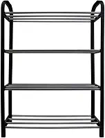 Sapateira Plástico com Metal 4 Divisórias Desmontável (Preto)