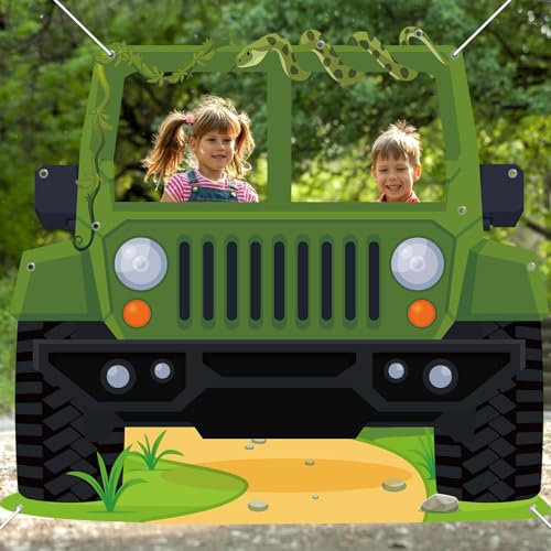 Fondo fotográfico Safari Jungla en forma de Jeep para fiestas miniatura 4