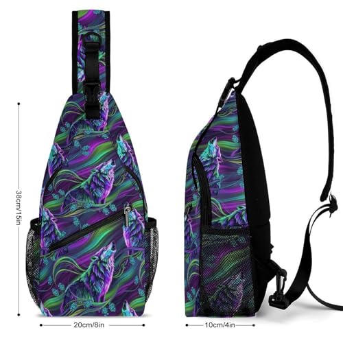 Men's Sling Shoulder Crossbody Backpack, Sturdy Anti-Theft Daypack for Running Gym Exercise, Wolf Bags2