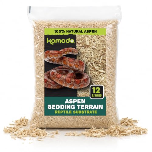 Komodo Aspen Bed Terrain for Snakes, Shape-Holding Reptile Substrate, 12L