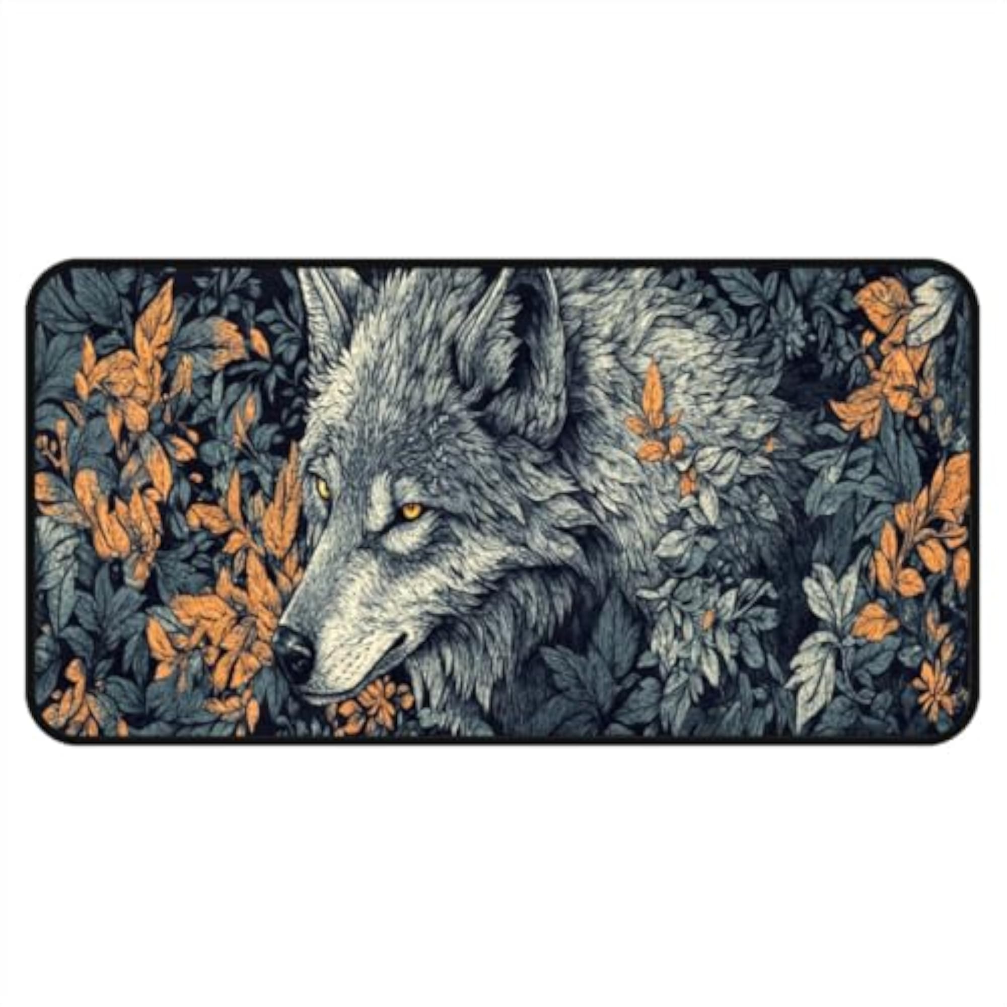 Wolf Flower Kitchen Floor Mat, Area Rugs 17''x51''
