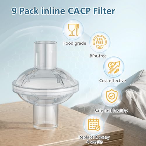 Image of 9-pack CPAP Inline Filter, Universal Inline CPAP Filter Compatible with BiPAP Machines ResMed,Dreamstation Standard, Any CACP Machine Size 22mm and 25mm Tube