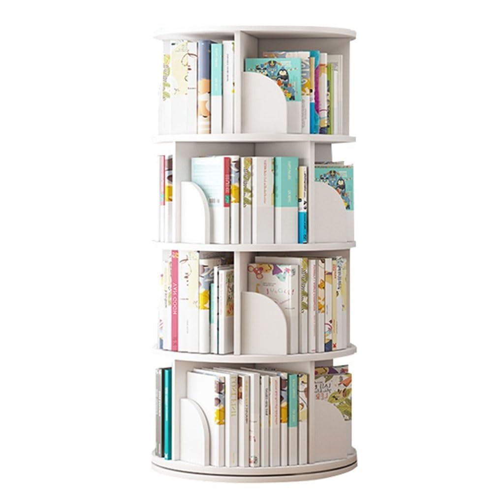 Revolving Bookshelf 2/3/4/5/6-Tier Shelf Rotating Bookshelf Modern 360 Rotating Storage Display Rack Floor Standing Shelves For Bedroom Living Room Study Office(40 * 128cm)