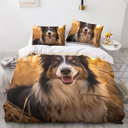 Edredón nórdico Border Collie de 3 piezas cama King microfibra 3