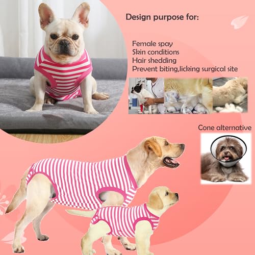 Image of Dog Recovery Suit Post Surgery Shirt,Large Female Spay Wound Protective Suit,Pink XXL