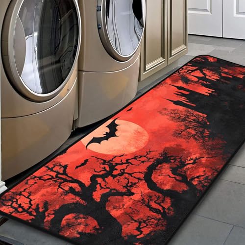 Ruiseye Halloween Bat Kitchen Floor Mat Laundry Room Runner Rugs 51x17 Non-Slip Floor Mat Runner for Laundry Room Kitchen Bathroom and Mudroom