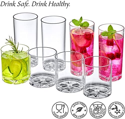 Superb Abby - Liberty - 12-Ounce and 16-Ounce Plastic Tumblers (Set of 8), Plastic Consuming Glasses, All-Clear Excessive-Balls, Reusable Plastic Cups, BPA-Free, Shatter-Proof, Dishwasher-Secure 2 51lqYMivihL. AC