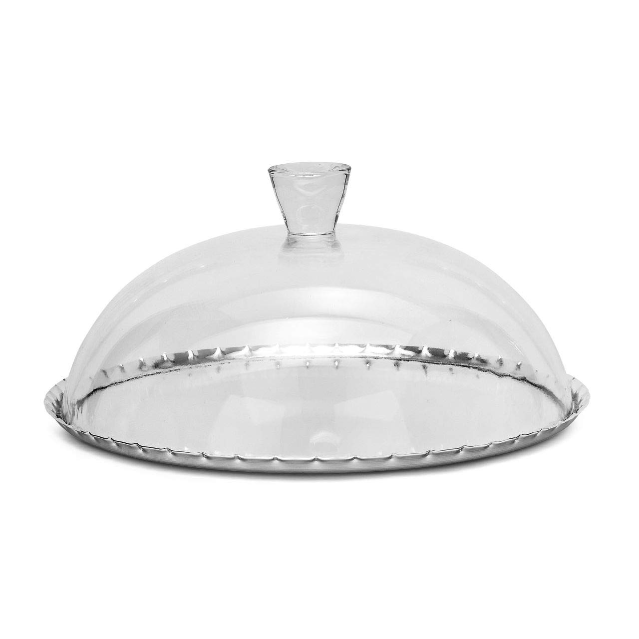 SWEET HOME Plato de Torta con Campana de Cristal Plateado cod.PC00300SP cm 16h diam.32 by Varotto & Co.