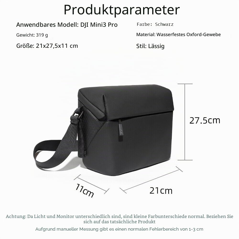 Original tragbare Tasche Aufbewahrungstasche Schultertasche für DJI Mini 3/Mini 3 Pro Zubehör, Schwarz , 27.5 x 21 x 11 cm, Kompakt