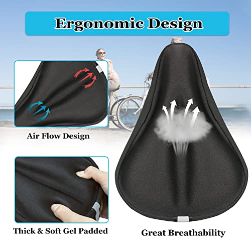 Image of Gel Bike Seat Cover Padded Bicycle Saddle Covers for Women & Men, Most Comfortable Exercise Bike Seat Cushion Cover, Soft for Spin Indoor Outdoor Cycling Class Mountain Stationary Bikes